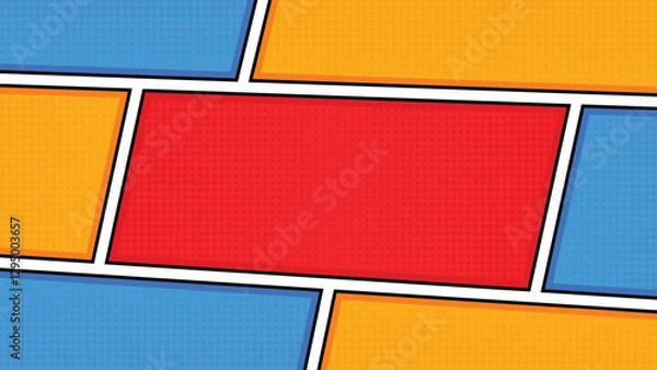 Obraz Blank Colorful Comic Book Page Background with Pop Art Style