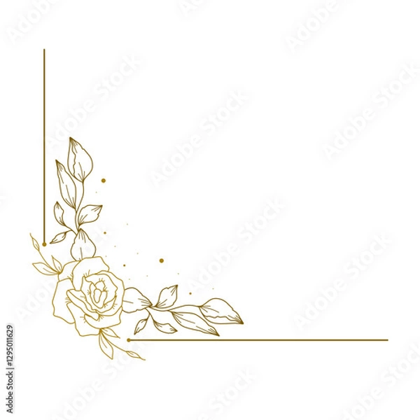 Obraz Gold flower line art Border 
