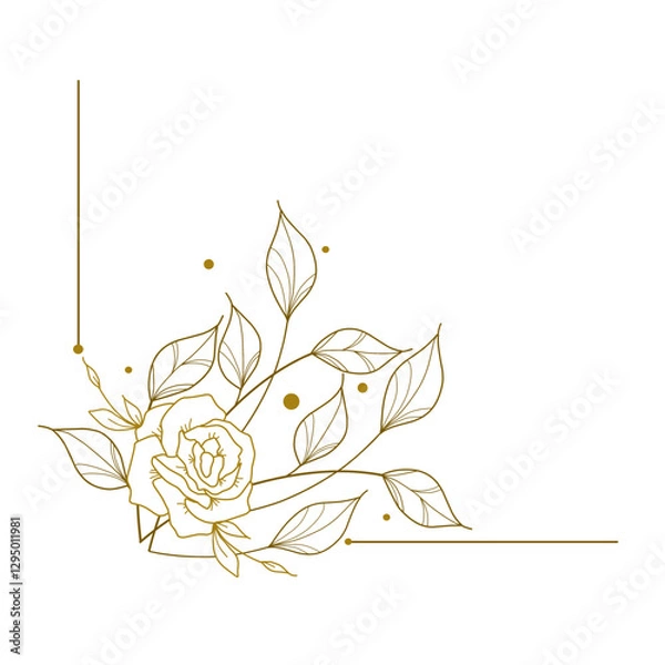 Obraz Gold floral corner Border 