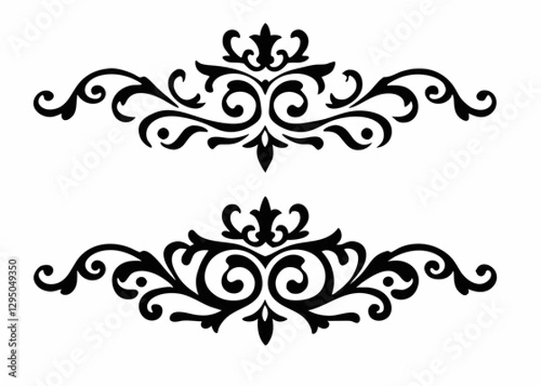 Fototapeta Elegant Ornamental Flourish Dividers in Black and White – Vintage Decorative Swirl Design for Invitations and Frames