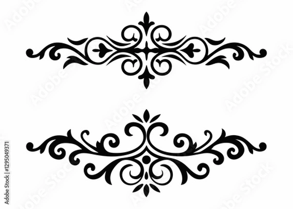 Fototapeta Elegant Ornamental Flourish Dividers in Black and White – Vintage Decorative Swirl Design for Invitations and Frames