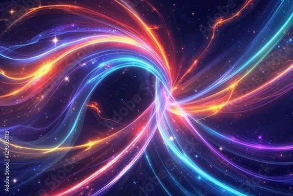 Fototapeta Radiant Cosmic Ribbon Art with Abstract Energy Lines and Luminous Design