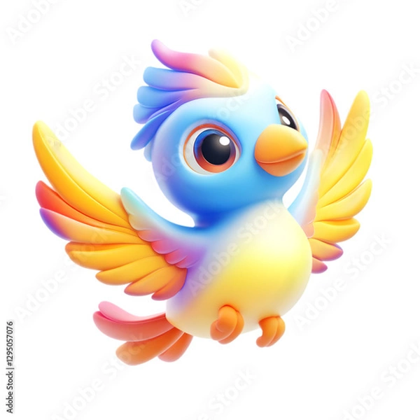 Obraz 3d cartoon bird with flower