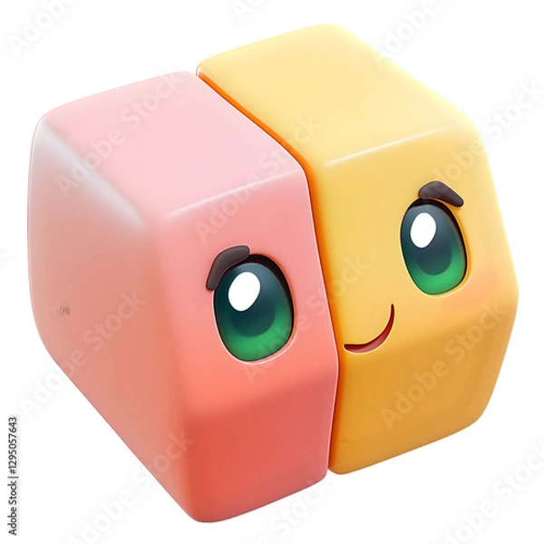 Obraz A cute icon in a cartoon style 3D render on a white background