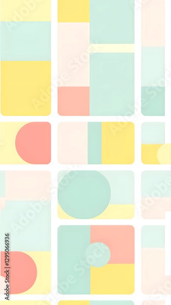 Fototapeta soft color squares and circles shapes geometric pattern design poster background
