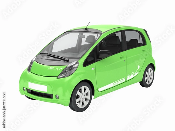 Obraz Electric Car without shadow isolated on white 3d