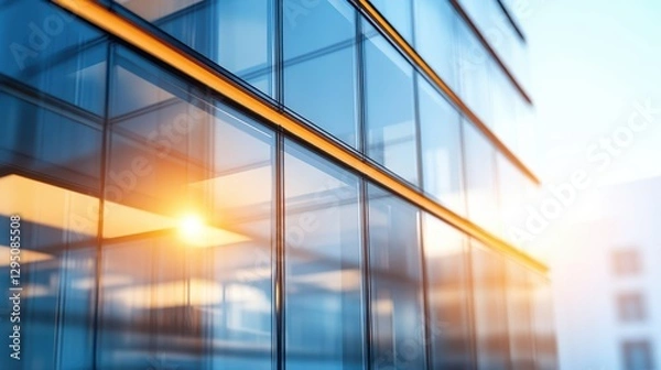 Fototapeta A captivating image of a modern building with sunlight streaming through its windows, illuminating the architectural details and enhancing its aesthetic appeal.