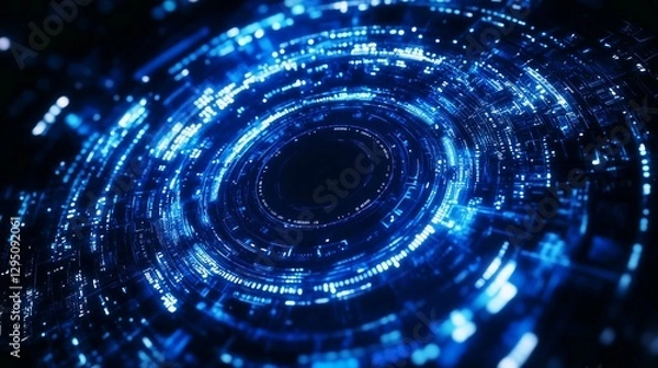 Fototapeta A mesmerizing blue spiral of light creating an abstract and futuristic visual effect