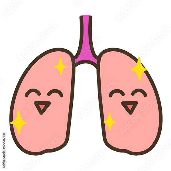 Obraz 健康な笑顔の肺　キャラクターイラスト