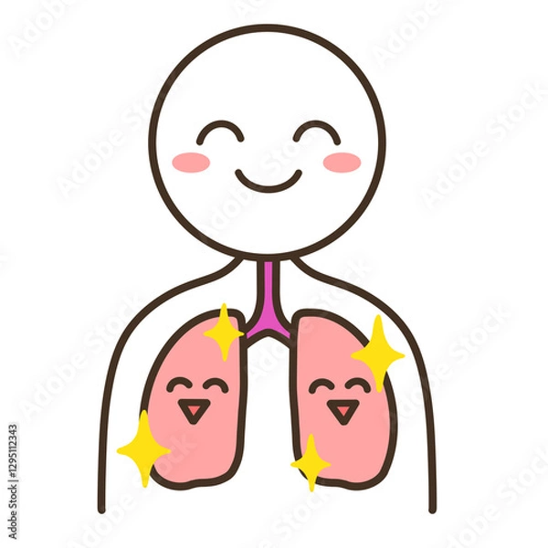 Obraz 健康な肺と人物　キャラクターイラスト