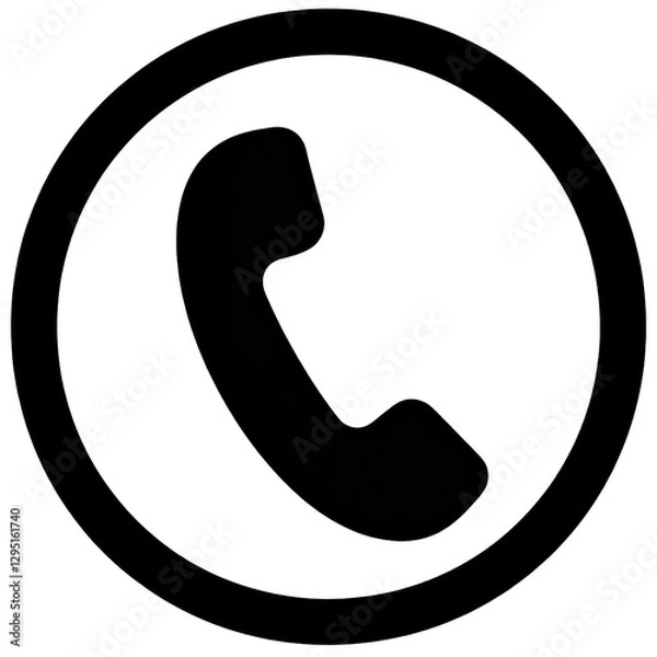 Obraz Phone Icon in a Circle, Black on transparent background