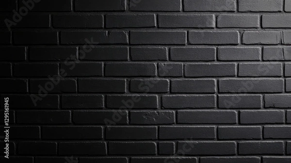 Fototapeta Black brick wall texture with smooth finish, ideal for backgrounds and design projects. dark tones create modern and elegant atmosphere