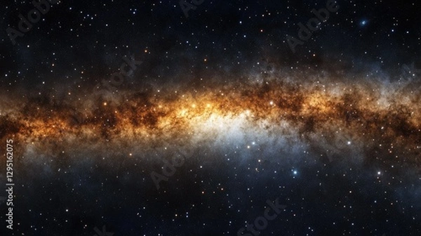 Fototapeta Stunning cosmic panorama featuring a breathtaking array of stars and a luminous galaxy in the vast depths of space. -