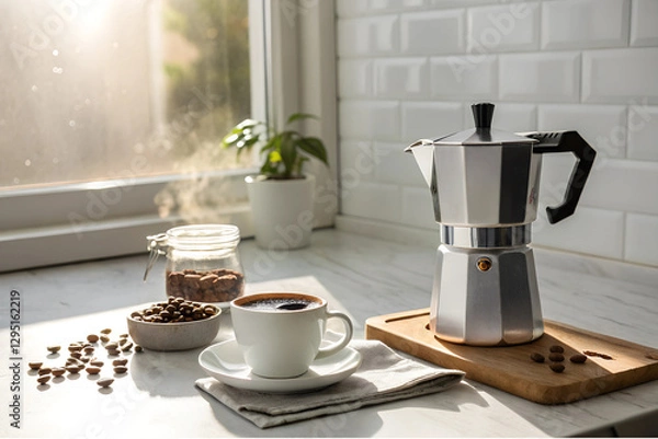 Obraz a sleek coffee maker.
