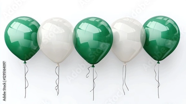 Fototapeta green balloon isolated on transparent background catoon style