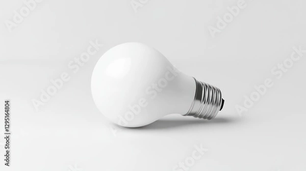 Obraz White LED light bulb on a plain white surface.