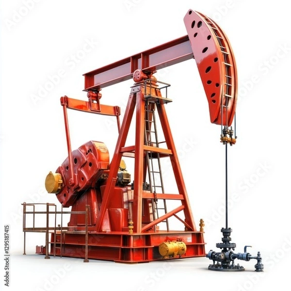 Fototapeta High-resolution image of an oil well artificial lift rod pump against a white backdrop, perfect for e-commerce, catalogs, and promotional content, emphasizing efficiency