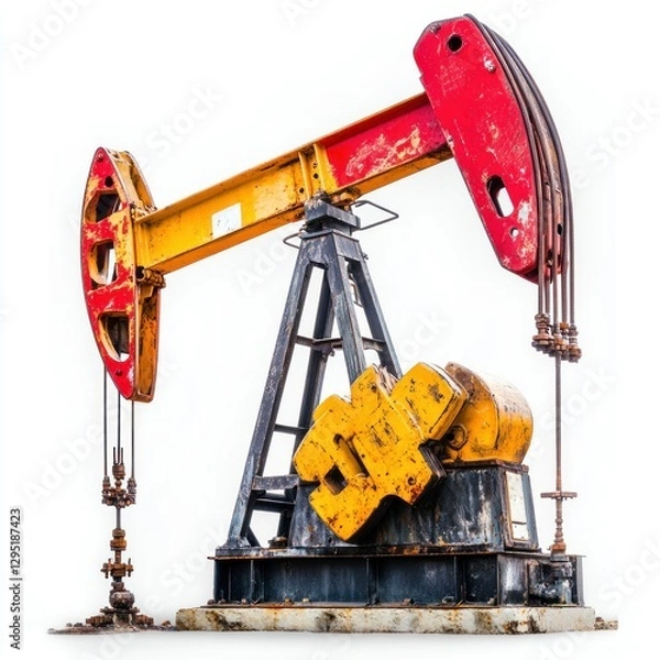 Fototapeta High-resolution image of an oil well artificial lift rod pump against a white backdrop, perfect for e-commerce, catalogs, and promotional content, emphasizing efficiency