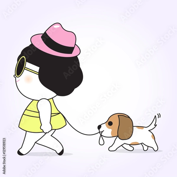 Obraz Love On A Leash Concept Character illustration