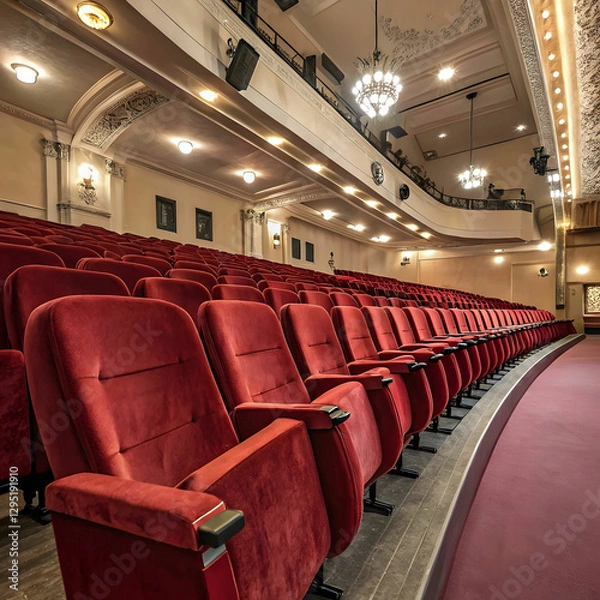 Fototapeta rows of soft velvet armchairs in the theater audit