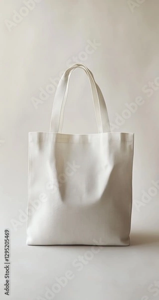 Fototapeta Empty white canvas tote bag against a plain background