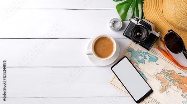 Fototapeta Beautifully Arranged Stylish Elements on a Clean White Background
