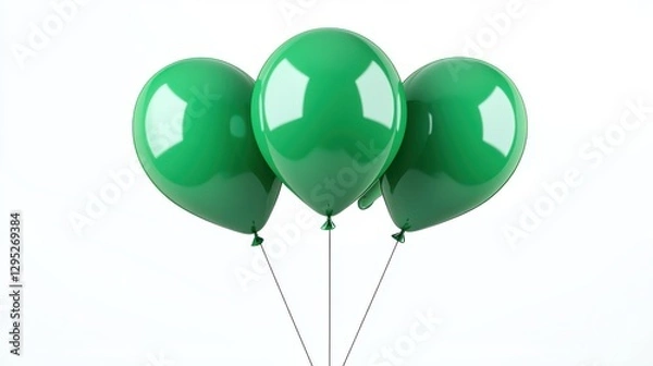 Fototapeta green balloon isolated on transparent background catoon style