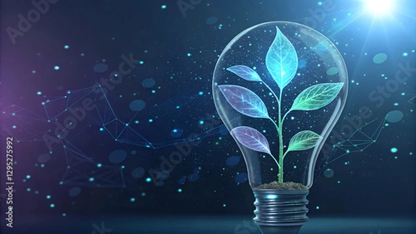 Obraz Hand holding light bulb against nature on green leaf, Sustainable developmen and responsible, leaf with energy sources Sustainable developmen