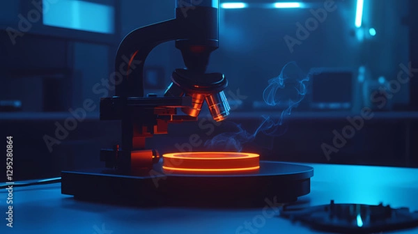 Fototapeta Microscope on Glowing Orange Disk