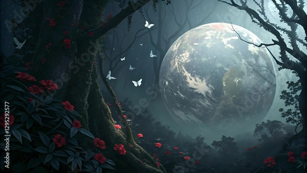 Obraz World environment and earth day concept, Close-up of children holding a planet, save world background Created with Generative AI, Prevent global warming
