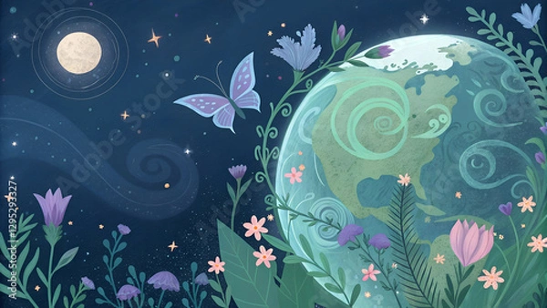 Fototapeta World environment and earth day concept, Close-up of children holding a planet, save world background Created with Generative AI, Prevent global warming
