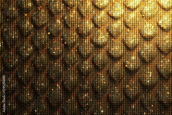 Fototapeta Luxurious metallic background with intricate weave of gold carbon fiber texture, background, high end, metallic