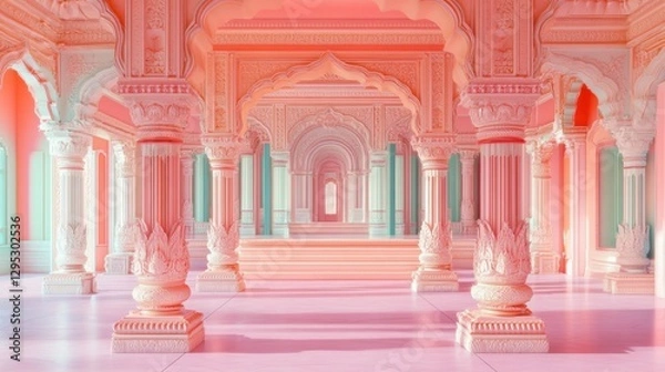 Obraz Dreamlike Palace: A Pastel Paradise of Architectural Wonder