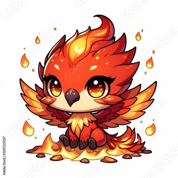 Obraz Chibi Fire Phoenix – The Flame Bird