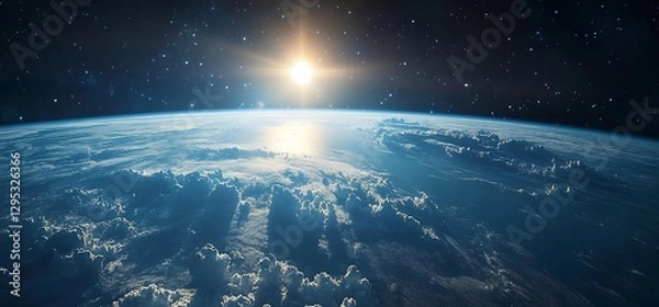 Fototapeta Magnificent View of Planet Earth from Space during Sunrise, a Celestial Spectacle