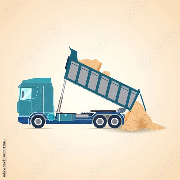 Fototapeta Tipper unloading. Vector illustration