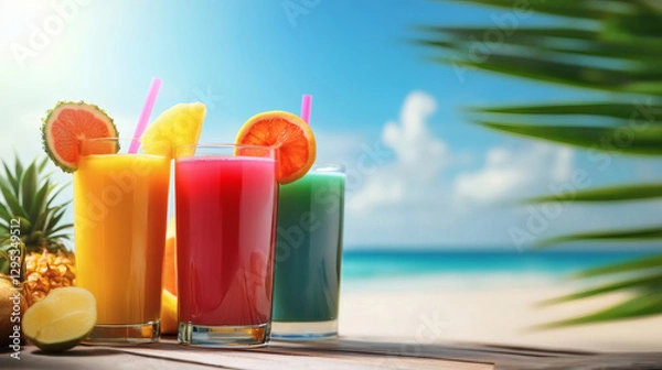 Obraz Refreshing Tropical Drinks Under the Sun