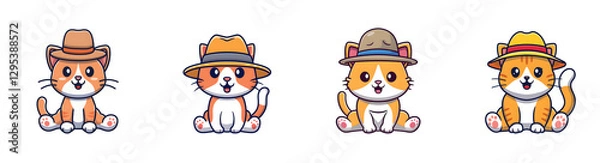 Obraz Cute Cat Wearing a Fedora Hat