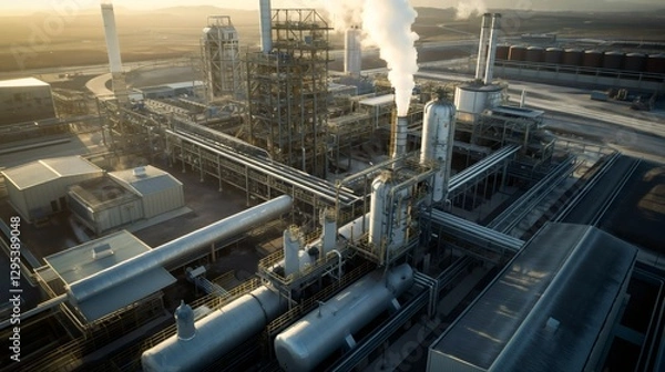 Fototapeta This facility showcases the seamless integration of a carbon capture system within a contemporary industrial complex dedicated to reducing emissions and promoting sustainable practices