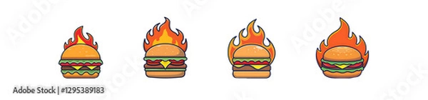 Obraz Flaming Burger Icon
