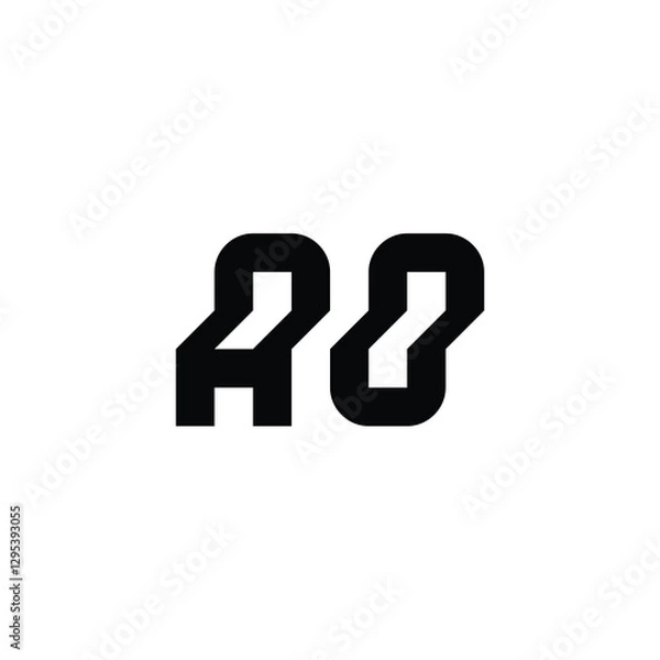 Fototapeta AO monogram logo design letter text name symbol monochrome logotype alphabet character simple logo