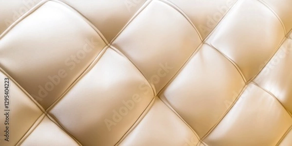 Fototapeta Elegant Texture: Close-up of a luxurious quilted surface, showcasing diamond patterns in soft, neutral hues, perfect for interior design and backgrounds.