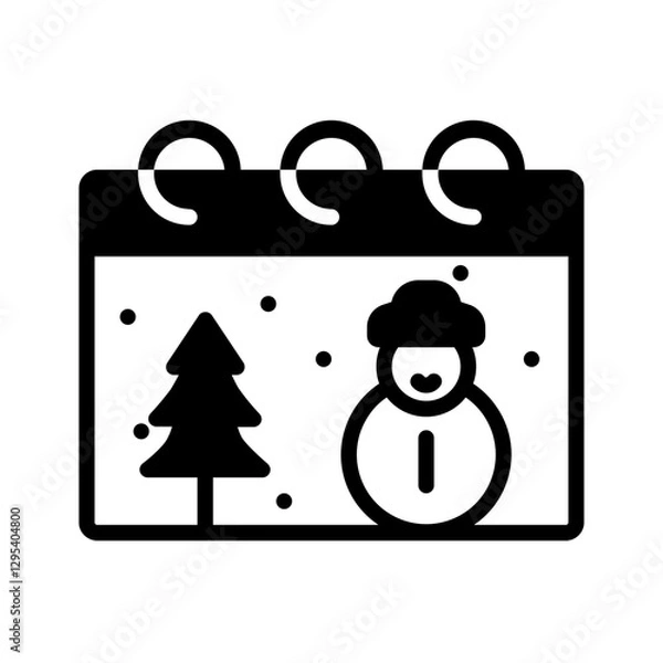 Fototapeta Vector solid black icon for December
