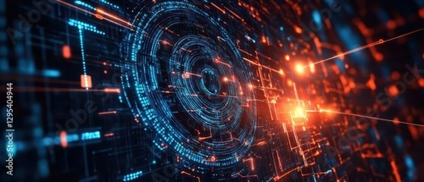Fototapeta AIdriven cybersecurity system reinforcing firewalls against evolving cyber threats