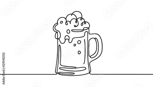 Fototapeta Continuous one single minimal line drawing mug of beer