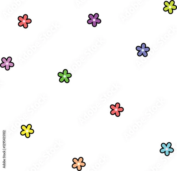 Fototapeta 꽃 모양 꽃무늬 파티클 컨페티 일러스트 Flower-shaped flower-patterned particle confetti illustration
