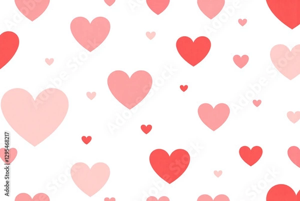 Fototapeta bunch of red and pink hearts on a white background