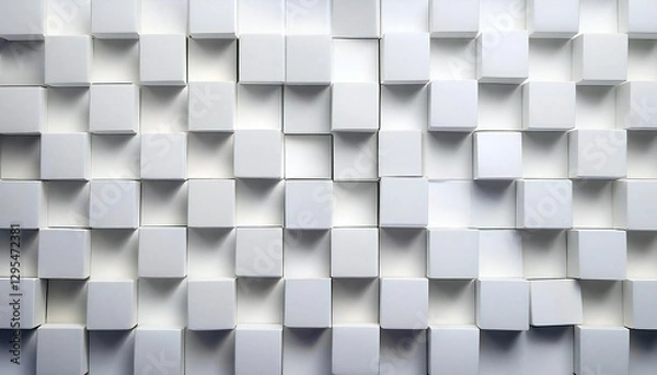 Fototapeta Abstract white geometric shapes.White color square layout background.