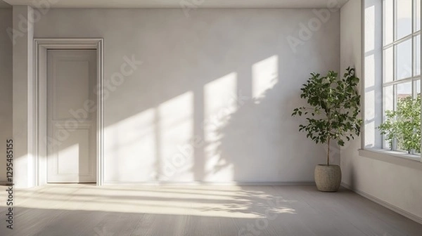 Fototapeta Modern Minimalist Living Room Interior Design with a Blank Canvas