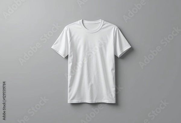 Fototapeta Clean White T-Shirt Mockup on Neutral Gray Backdrop for Custom Design